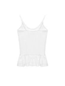 Áo hai dây kiểu ballerina với viền bèo nhún, có thể mặc riêng hoặc mặc lớp, kiểu lưng chữ Y, màu trắng, thích hợp cho mùa hè. - trắng - Xem 3