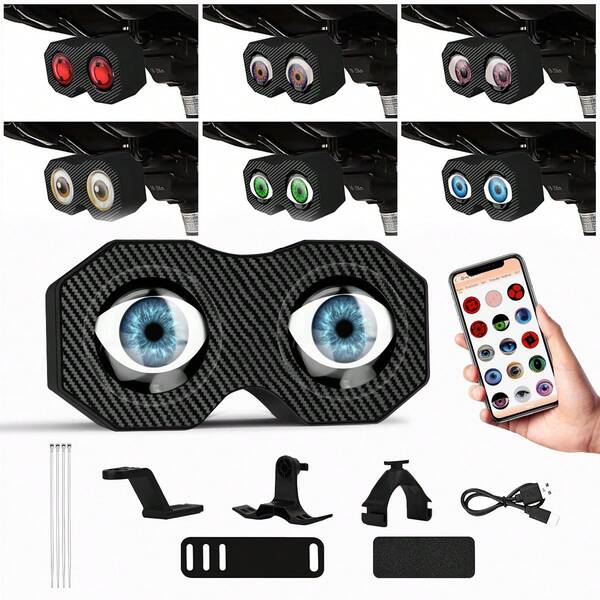 SPNANMA Luz traseira de bicicleta Demon Eyes atualizada 2025, luz traseira de LED inteligente à prova d'água com 82 predefinições, luz traseira de bicicleta programável com carregamento tipo C, suporte de montagem para bicicletas