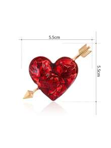 1pc Heart-Shaped Charm Brooch - Arrow-Through-Heart Teardrop Brooch, Fashion Style, Versatile, Suitable For All Occasions, Zinc Alloy Casual Necklace Pin Accessory Christmas Gift