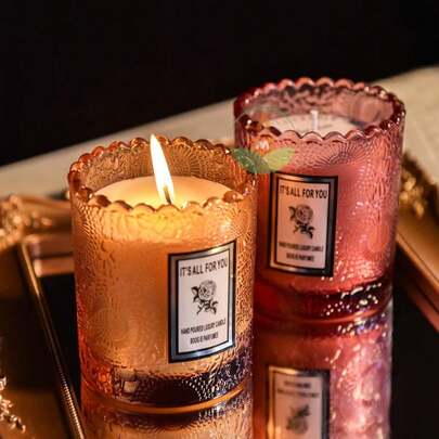 Rauchfreie handgefertigte Relief-Glas-Tasse Aromatherapie-Kerze, kreative Heimduft-Kerze mit Souvenir-Kerze, beste Party-Essentials-Kerzen-Geschenkbox, Hochzeitsgäste, Wohnzimmer-Dekoration, Ornamente, Haus-Dekoration, Ornamente, Heim-Ornamente, Heim-Geburtstagsdekoration, Schlafzimmer-Dekoration, Haus-Dekoration, Geburtstaggeschenk, Raum-Dekoration