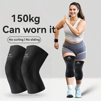 1 Pair Professional Knee Pads, Load Bearing Capacity 150kg | Anti-Slip & Anti-Curl Design | Suitable For Men & Women, Suitable For Running, Hiking, Recovery And Plus Size