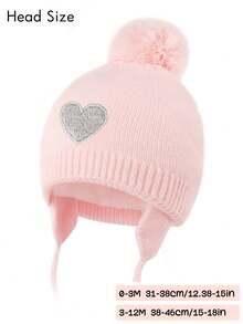 1 chiếc mũ len cho bé gái, có quả bông bảo vệ tai, lớp lót giữ ấm, mũ len mùa đông, mũ beanie cho trẻ sơ sinh. - 1PC - Xem 6