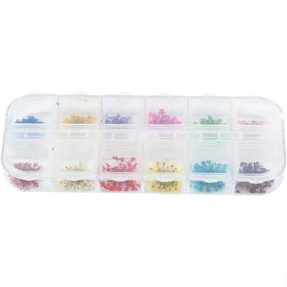 12 colores de flores de uñas secas, arte flores secas reales para decoración de uñas pegatinas de flores 3D accesorios de decoración herramienta de bricolaje para uñas