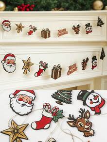 1pc Retro Christmas Garland, Christmas Banner, Vintage Holiday Decor, Christmas Banner, Mid Century Modern Christmas, Festive Classroom Display, Christmas Tree Garland Hanging Ornaments, Retro Holiday Garland String Flags, Fireplace Staircase Wall Hanging, Christmas Party Decoration, Festive Living Room Bedroom Door Home Decoration