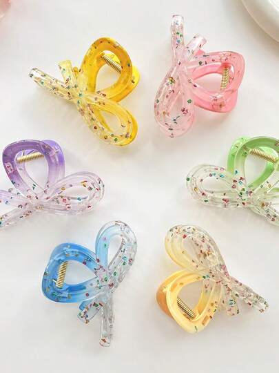 1 Peça Clipe de Cabelo com Laço de Fita de Plástico, Acessórios de Cabelo de Alta Qualidade e Luxo para Meninas, Presilhas de Moda Elegantes, Presilhas de Cabelo de Inverno