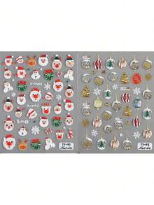 Adesivi per arte di unghie a sfera di cristallo natalizia, adesivi per arte di unghie invernali 5D in rilievo con fiocchi di neve, adesivi per arte di unghie stile Y2K, decorazioni fai-da-te per unghie con motivi natalizi e di Capodanno, forniture per arte di unghie