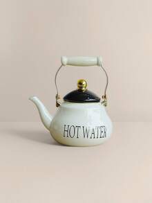 一套陶瓷手柄简约字母梨形珐琅茶壶，四季通用耐热水壶，可用作茶壶、咖啡壶、炉灶烘焙壶，是节日和生日送给亲朋好友的理想礼物。 - 陶柄白底字母 - 查看 12