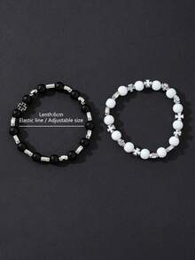 Geometric Cross Elastic Bracelet, Fashionable & Versatile