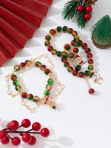 Christmas Beaded Reindeer Bracelet, Cute Niche Versatile Sweet Accessory