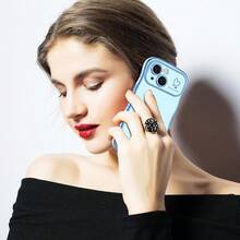 For IPhone 15 Plus Case Wave Wavy Phone Cases With Love Heart, Luxury Plating Edge Cute Curly Shape Cover For Women Girls, Thin Slim Soft TPU Rubber Shockproof Protective Cover, Light Blue{"Color_name":"LightBlue","Size_name":"ForiPhone15Plus-6.7inch"} - 多色27 - 查看 7