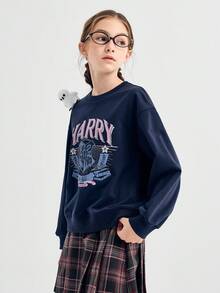 Balabala Girls' Sweatshirt, Harry Potter Hogwarts Print – Soft Fabric, Crew Neck – Great For Casual Wear