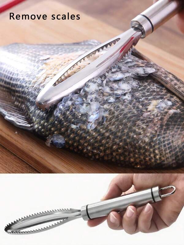 1pc 1 Fish Scale Scraper, Household Fish Scale Remover, Fish Scale Box With Storage, Seafood Processing Tool, Skala, Fish Scale Remover, Scale, Kitchen Accessories, Kitchen, Fish Scale Remover