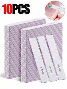 20pcs Professional Nail Files, 100/180 Grit, Double-Sided Reusable, Purple Striped Design, Suitable For Acrylic Nails - Ideal For Home And Salon Use, Manicure Supplies - Mauve Purple - View 10