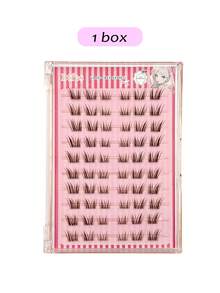 Asiteo 60/120/180片 C型卷棕色卡通自粘假睫毛，无需胶水，柔软自然，适合新手，“狐狸+小猫”设计，可爱俏皮又自然的卡通系列分段式假睫毛