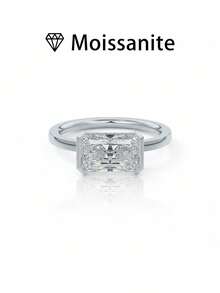 1pc Women's Wedding Ring, Minimalist Rectangular Ring, 2.6g S925 Silver, 2 Carat Moissanite, Bohemian Palace Style, Luxury Proposal Engagement Marriage Anniversary Mother's Day Gift, Comes With Moissanite Certificate And Elegant Gift Box