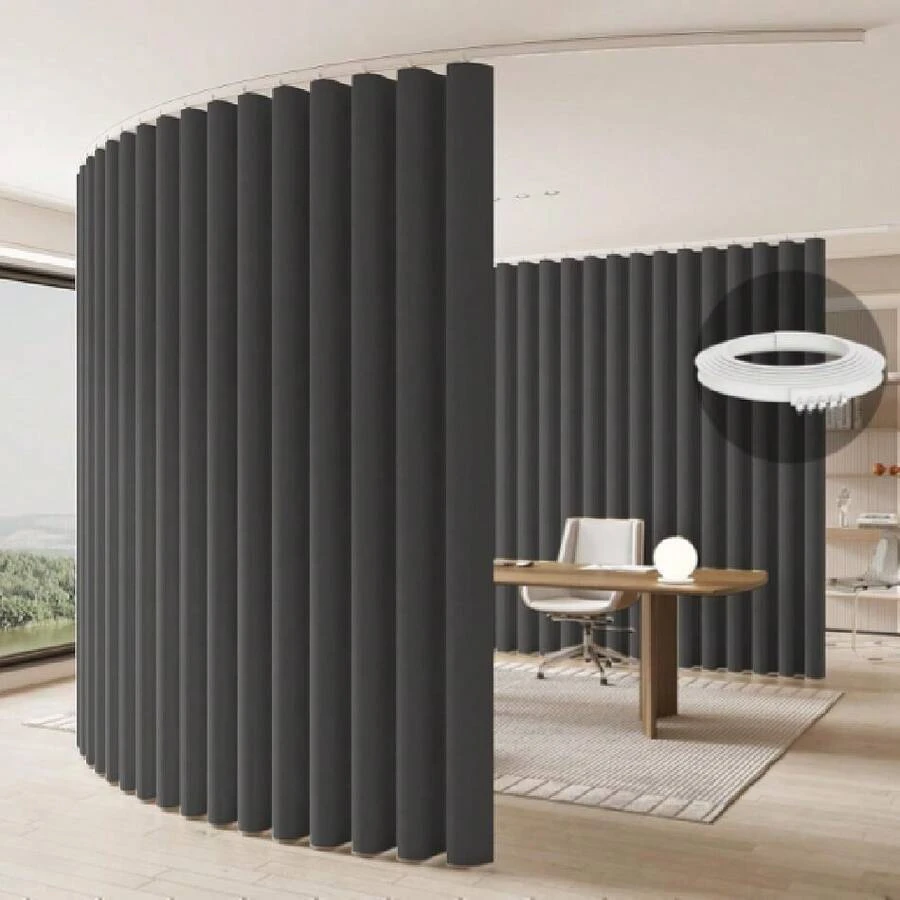 Room Divider Curtains Ceiling Curtain Track Set For Blackout And Privacy (Gray Curtain + White Track) 106" W X 96" L -1 Piece,23023758 - 深灰色 - 查看 1
