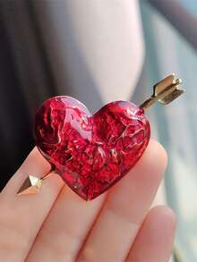 1pc Heart-Shaped Charm Brooch - Arrow-Through-Heart Teardrop Brooch, Fashion Style, Versatile, Suitable For All Occasions, Zinc Alloy Casual Necklace Pin Accessory Christmas Gift