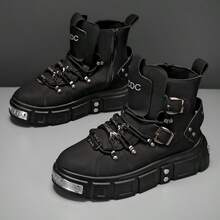 Nuevas botas casuales y cálidas de moda para hombres, zapatos de plataforma de alta altura de caliente para otoño/invierno de talla grande, zapatos punk de suela gruesa, disponibles en negro, blanco, rojo, tallas del 39 al 46