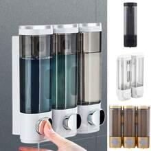 Wall Mounted Three Head Soap Dispenser Home Hotel Soap Dispenser No Punching Manual Press Shower Gel Box Hand Soap Bottle - Multicolor - View 2