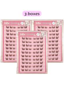 Asiteo 60/120/180片 C型卷棕色卡通自粘假睫毛，无需胶水，柔软自然，适合新手，“狐狸+小猫”设计，可爱俏皮又自然的卡通系列分段式假睫毛