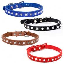 ELE-GATE Collar Ajustable con Diamantes de Imitación para Mascotas - Multicolor - Ver 3