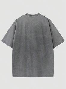 Bring Me The Horizon Logo Men's Halloween Vintage Washed T-Shirt,Casual Round Neck Short Sleeve Retro 230g Pure Cotton Graphic Tee,For Gifts,Y2K,Street Wear - 灰色 - 查看 2