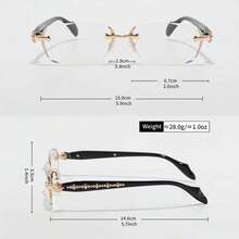 1 Pair Unisex Modern Minimalist Fashion Glasses, Frameless Design, Essential For Parties And Holidays - Clear - View 3
