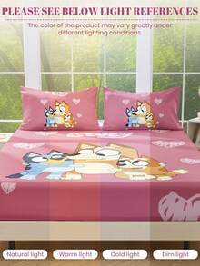 Bluey Cartoon Digital Print Bedsheet,  Bedding, Mattress Protector, Bed Cover, Fitted Sheet, Home Decor, Comfortable Home Textile, Breathable Anti-Pilling Mattress Protector, Soft & Skin-Friendly, Cartoon Pattern Bed Cover,  Home Decor, Soft & Comfortable Bedroom Bedding, Sofa Cover, Fitted Sheet, Queen/King Size Bedding Set, Fitted Sheet, Fitted Sheet Set, Bed Cover - Multicolor - View 8