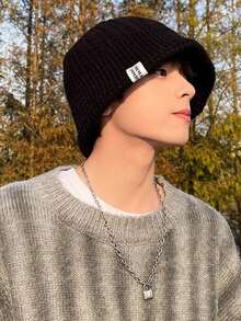 1pc New Knitted Woolen Hats, Men's And Women's Winter Fisherman Hats With Big Heads, Autumn And Winter Hats, Warm Cold Hats And Windproof Basin Hats, Suitable For Outdoor Gatherings