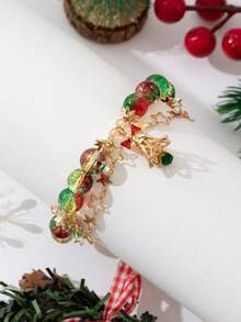 Christmas Beaded Reindeer Bracelet, Cute Niche Versatile Sweet Accessory
