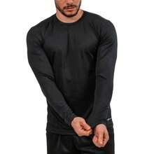 KIT 3 Black Thermal T-Shirts UV Protection 50+ Men's Long Sleeve Top Second Skin For Physical Activity - 黑色 - 查看 3