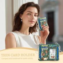 Cute Squirrels Credit Card Holder Small Wallet Women, Flowers Slim RFID Blocking Wallet Woman Keychain With Zipper Coin Pocket, Front Pocket Thin Travel Card Case With ID Window Ladies Gifts{"Color_name":"Squirrel"} - 多色25 - 查看 8