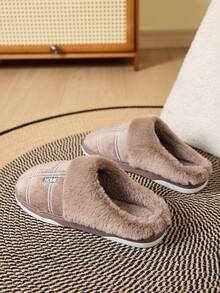 نعال منزلية مبطنة بالفليس للرجال، بتصميم بسيط وأنيق، قاع ناعم، نعال غرفة نوم دافئة للأزواج