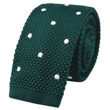 Corbata delgada de punto de unicolor para hombres, acabado cuadrado {"Talla_nombre":"Talla única","Color_nombre":"Lunares verde oscuro" - Multicolor9 - Ver 1