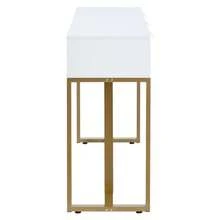 Consolle moderna con cassetti, struttura dorata, gambe regolabili ed eleganti maniglie (bianco + nero)