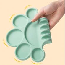 Paleta de pintura de silicona con diseño de compartimentos, fácil de lavar, bandeja dispensadora de pigmentos con soporte para bolígrafo, suministros de pintura