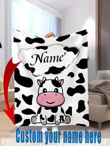 1 Chiếc Chăn Vải Flannel In Hình Bò Hoạt Hình Có Thể Tùy Chỉnh - Món Quà Hoàn Hảo Với Chữ Viết Cá Nhân Hóa, Chăn In Hình Bò, Chăn Chăn In Hình Động Vật - Mềm Mại, Ấm Cúng, Có Thể Giặt Máy, Vải Polyester In Kỹ Thuật Số, Mềm Mại, Thoải Mái, Thanh Lịch, Đơn Giản, Tùy Chỉnh, Cá Nhân Hóa, Độc Đáo, Dành Cho Kỷ Niệm, Ngày của Mẹ, Ngày Valentine, Lễ Tốt Nghiệp, Ngày của Cha, Đám Cưới, Tân Gia, Ghế Sofa, Giường, Xe Hơi, Phòng Trà, Phòng Ngủ, Phòng Tắm, Phòng Khách, Phòng Ăn. - nhiều màu - Xem 3