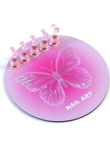 1 set de suporturi pentru unghii argintii/roz, suport de afișare unghii cu inimă și fluture, suport magnetic pentru unghii, practică pictura unghii, accesorii pentru set manichiură acrilic pentru începători, modele de unghii cu prindere prin presare, echipamente și decorațiuni pentru salon de unghii, 1 bază plus 5 suporturi pentru practică afișare unghii. - Multicolor - Vizualizare 11