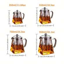 Dickwandiger und hitzebeständiger Glasteekanne mit hochwertigem Edelstahlfilter, geeignet für Herd, Induktion, Elektroherd, tragbarer Handfilter-Teekocher für Blütentee, Schwarztee, Pu-Erh-Tee, leicht zu reinigen, ideal für Wohnzimmer, Büro, Teezeremonie, als Geschenk oder für den Eigengebrauch - Transparent - Übersicht 9