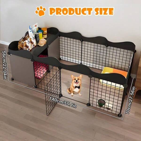 Luxury Villa Pet House With Multi-Combination Design & Detachable Panels - Spacious Indoor/Outdoor Dog Fence With Bedroom, Easy Assembly, Sturdy Construction For Small & Medium Dogs - Modular Expandable Puppy House With Ventilation Mesh & Durable Fl