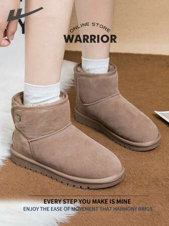 WARRIOR 战士舒适街头风格雪地靴女秋冬舒适跑步鞋朴素风格休闲而时尚的运动鞋全年适用耐磨全天穿着训练运动鞋保暖内衬运动鞋