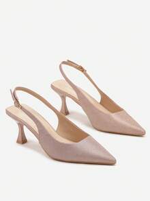 Talons compensés à brides scintillants et pointus - Chaussures élégantes pour femmes pour les soirées d'été/les fêtes - Champagne - Voir 5