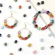 5pcs 9mm Ceramic Glazed Square Beads Bracelet Spacer Earrings DIY Jewelry Making Accessories