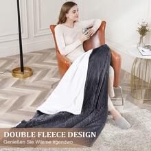 Heizdecke mit Abschaltautomatik  Elektrische Wärmedecke Heizdecke, 6 Temperaturstufen und Überhitzungsschutz, Grau 130*180 cm