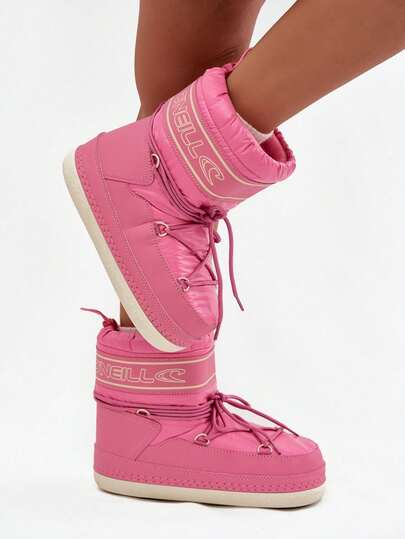 Botas de nieve altas Lisa de O'Neill para mujer con cordones, aisladas y impermeables, perfectas para el invierno en color rosa, blanco, dorado y plateado