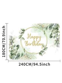 1 Stück Glücklicher Geburtstag Fotografie Hintergrund mit grünen Eukalyptusblättern und goldenem Kreis, Fotohintergrund 150 x 100 cm / 210 x 150 cm / 240 x 180 cm / 270 x 180 cm, Neugeborenen Party Banner für drinnen und Outdoor, Dekorationsmaterial