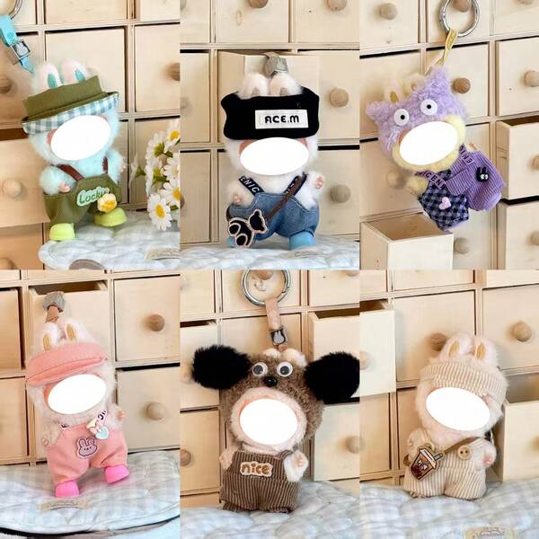 4.0 Mini Version Overalls, Hat 3pcs Outfit Set For LABUBU (Doll And Shoes Not Included)