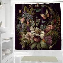 ستارة دش مطبوعة بنمط نباتي فاخر وراقي، مناسبة لديكور الحمام والغرف العامة وديكور المنزل والإكسسوارات الحمامية، ديكور عيد الميلاد