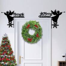 1 Stück Fröhliche Weihnachten Metall Schneeflocke Wanddekoration, Feiertags Türecken Rahmen Kunst mit Engel Flöte Silhouette, Heimdekoration für Feste, Outdoor Weihnachtsdekoration, künstlerisches Handwerk