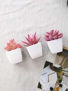 1pc/3pcs Plastic Artificial Mini Plant Potted Decor, Modern Fake Plant Ornament, Suitable For Home, Living Room, Bookshelf, Wedding, Valentine's Day, Party